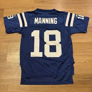 Vintage Peyton Manning #18 Jersey Youth Small Reebok Blue Home NFL Indy Colts